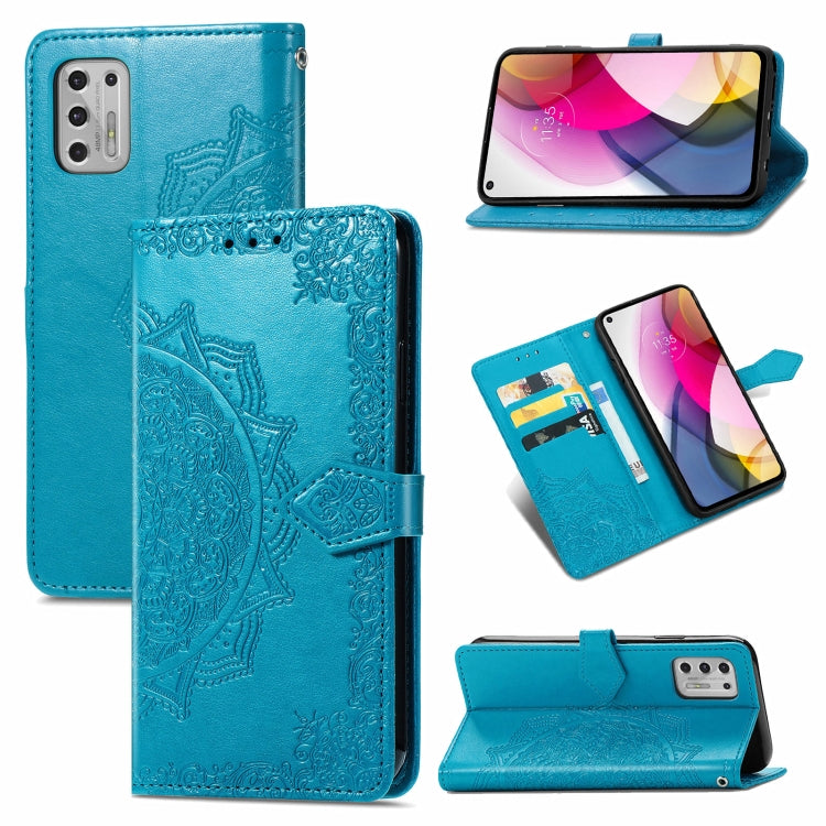 For Motorola Moto G Stylus 2021 Mandala Flower Embossed Horizontal Flip Leather Case with Holder & Three Card Slots & Wallet & Lanyard