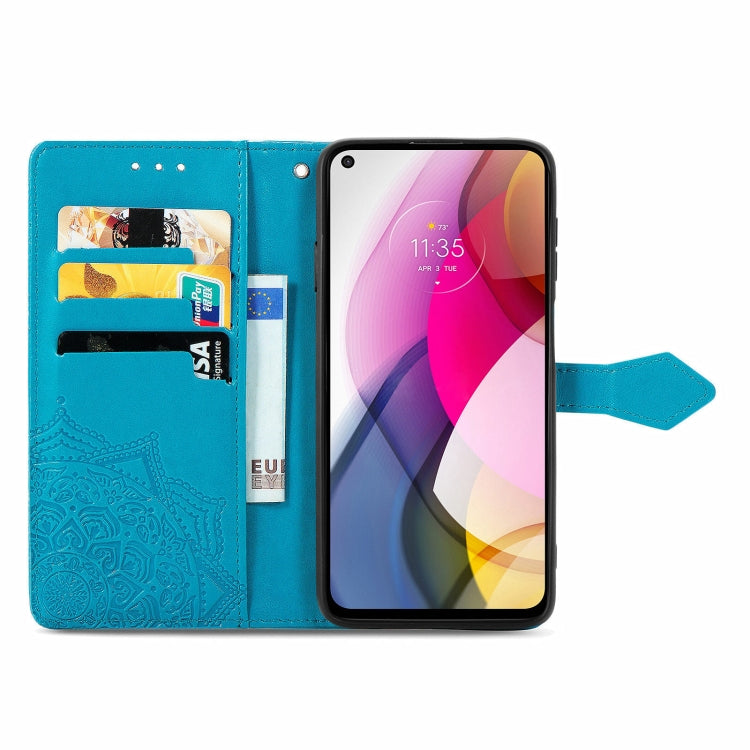 For Motorola Moto G Stylus 2021 Mandala Flower Embossed Horizontal Flip Leather Case with Holder & Three Card Slots & Wallet & Lanyard