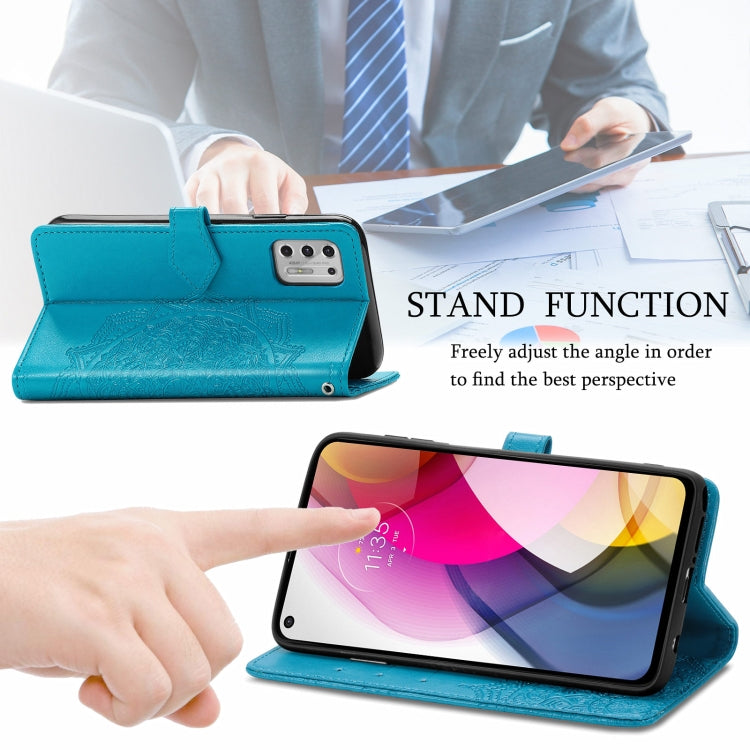 For Motorola Moto G Stylus 2021 Mandala Flower Embossed Horizontal Flip Leather Case with Holder & Three Card Slots & Wallet & Lanyard