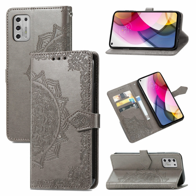 For Motorola Moto G Stylus 2021 Mandala Flower Embossed Horizontal Flip Leather Case with Holder & Three Card Slots & Wallet & Lanyard