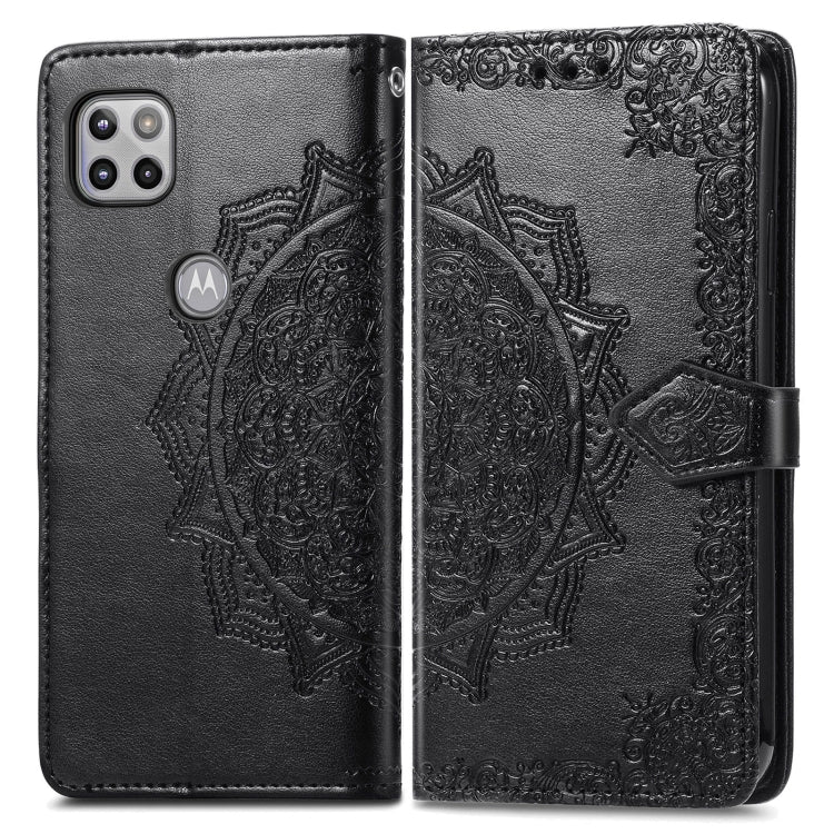 For Motorola Moto One 5G Ace Mandala Flower Embossed Horizontal Flip Leather Case with Holder & Three Card Slots & Wallet & Lanyard