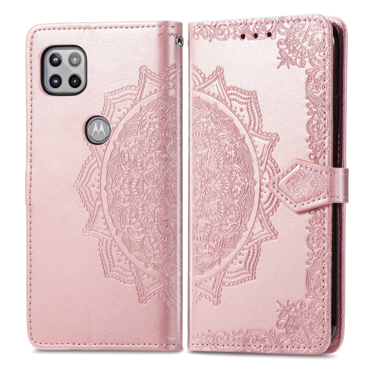 For Motorola Moto One 5G Ace Mandala Flower Embossed Horizontal Flip Leather Case with Holder & Three Card Slots & Wallet & Lanyard