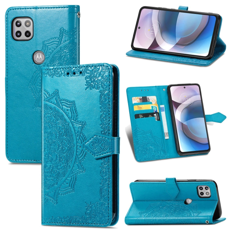 For Motorola Moto One 5G Ace Mandala Flower Embossed Horizontal Flip Leather Case with Holder & Three Card Slots & Wallet & Lanyard