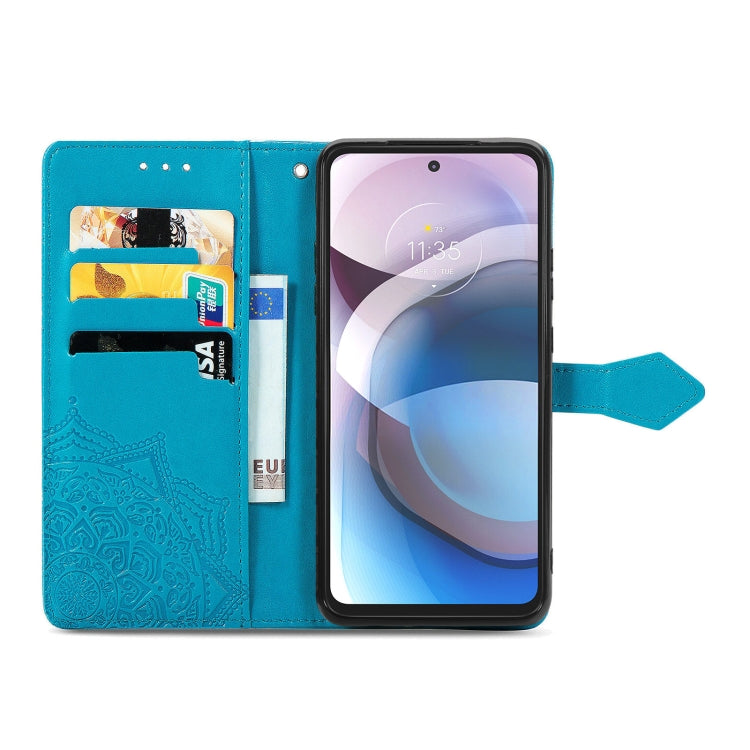 For Motorola Moto One 5G Ace Mandala Flower Embossed Horizontal Flip Leather Case with Holder & Three Card Slots & Wallet & Lanyard