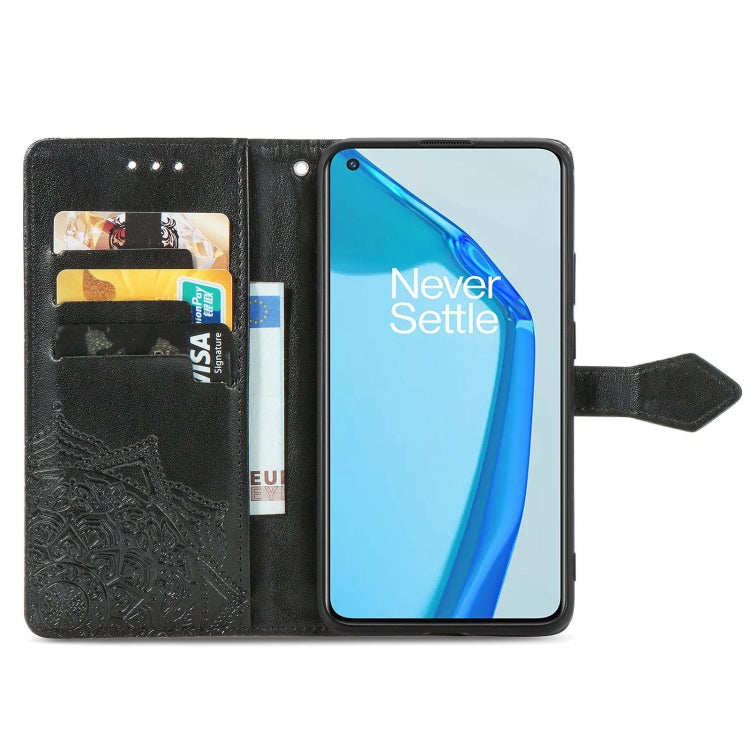 For OnePlus 9R Mandala Flower Embossed Horizontal Flip Leather Case with Holder & Three Card Slots & Wallet & Lanyard
