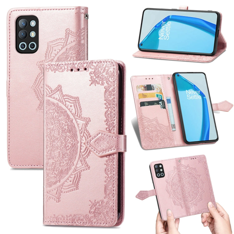 For OnePlus 9R Mandala Flower Embossed Horizontal Flip Leather Case with Holder & Three Card Slots & Wallet & Lanyard