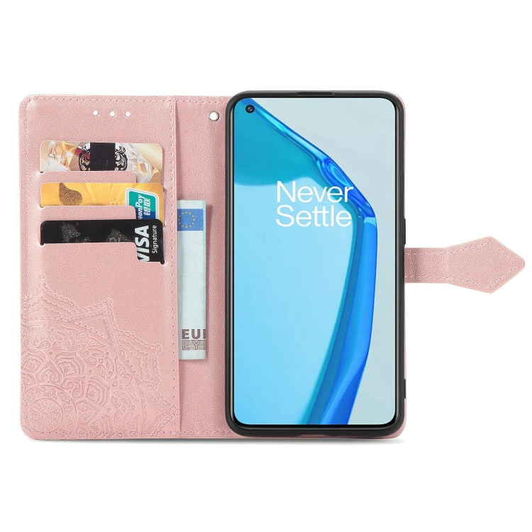 For OnePlus 9R Mandala Flower Embossed Horizontal Flip Leather Case with Holder & Three Card Slots & Wallet & Lanyard