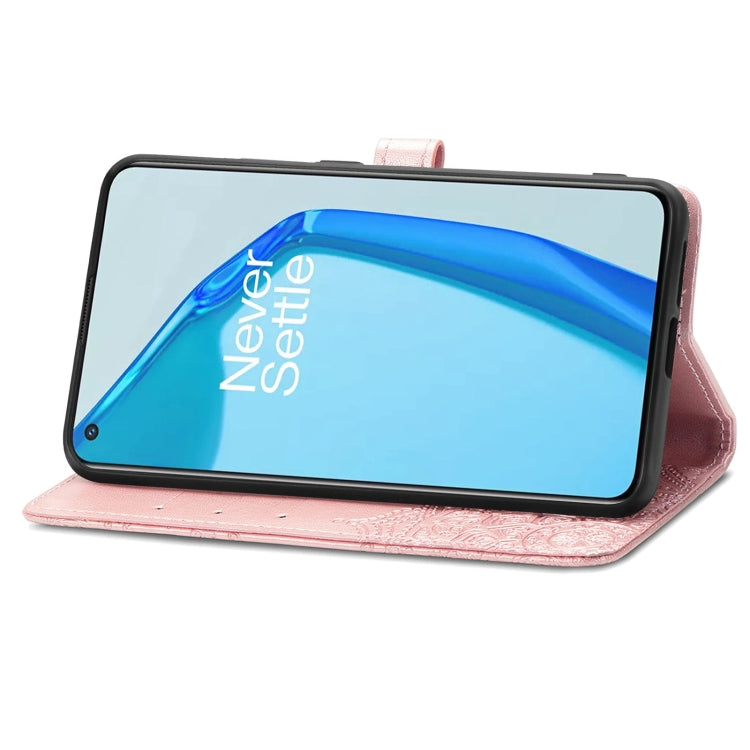 For OnePlus 9R Mandala Flower Embossed Horizontal Flip Leather Case with Holder & Three Card Slots & Wallet & Lanyard