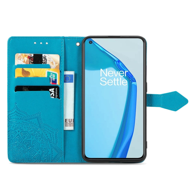 For OnePlus 9R Mandala Flower Embossed Horizontal Flip Leather Case with Holder & Three Card Slots & Wallet & Lanyard