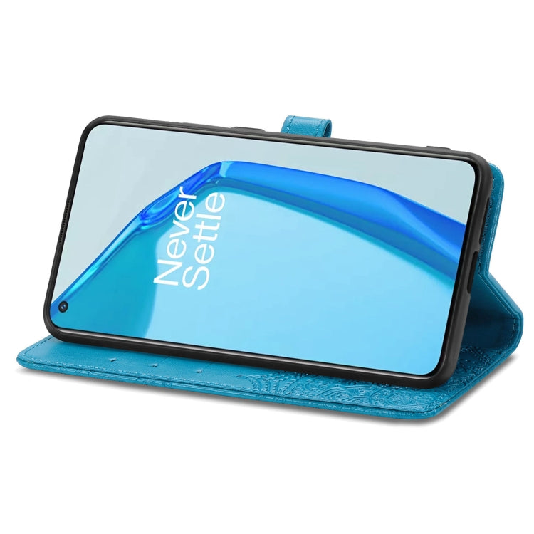 For OnePlus 9R Mandala Flower Embossed Horizontal Flip Leather Case with Holder & Three Card Slots & Wallet & Lanyard