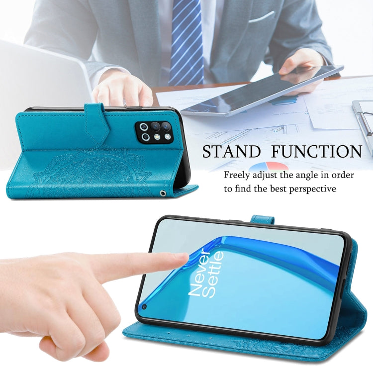 For OnePlus 9R Mandala Flower Embossed Horizontal Flip Leather Case with Holder & Three Card Slots & Wallet & Lanyard