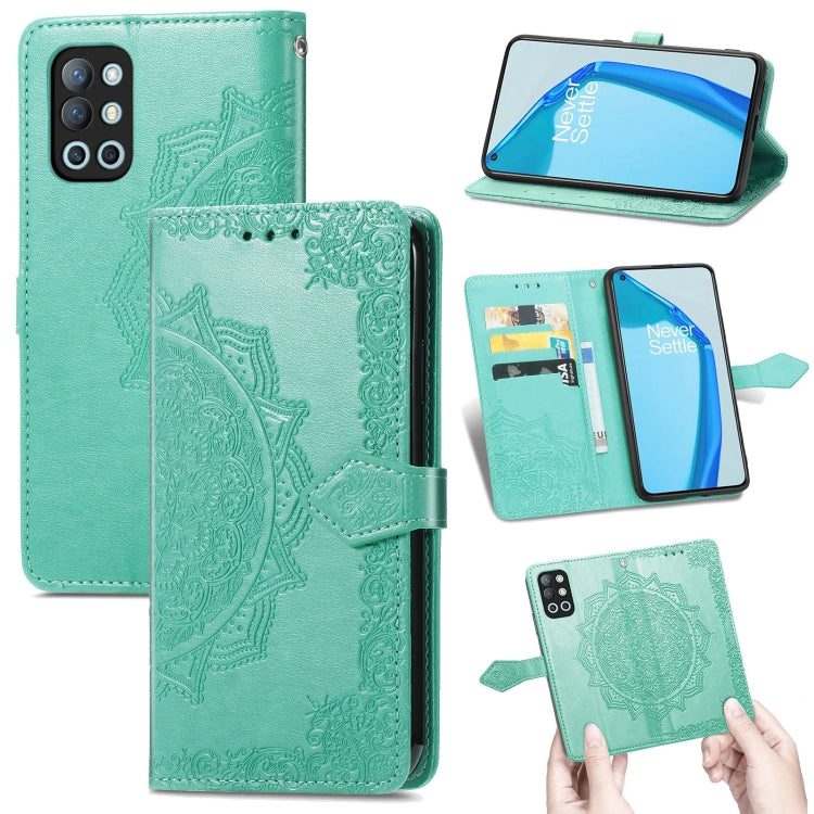For OnePlus 9R Mandala Flower Embossed Horizontal Flip Leather Case with Holder & Three Card Slots & Wallet & Lanyard
