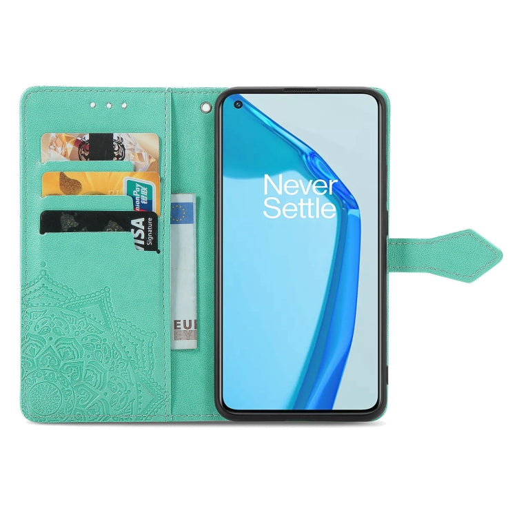 For OnePlus 9R Mandala Flower Embossed Horizontal Flip Leather Case with Holder & Three Card Slots & Wallet & Lanyard