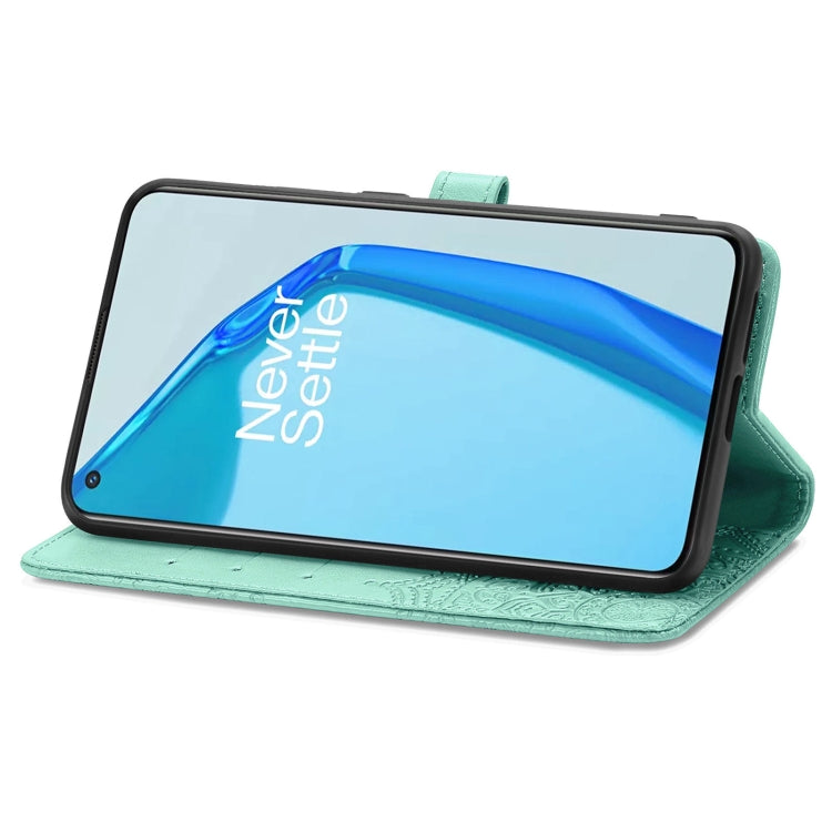 For OnePlus 9R Mandala Flower Embossed Horizontal Flip Leather Case with Holder & Three Card Slots & Wallet & Lanyard