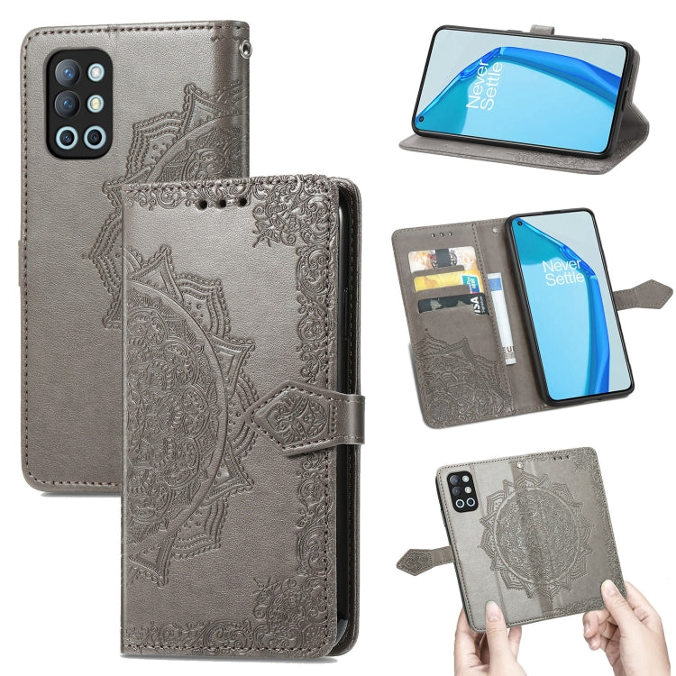 For OnePlus 9R Mandala Flower Embossed Horizontal Flip Leather Case with Holder & Three Card Slots & Wallet & Lanyard
