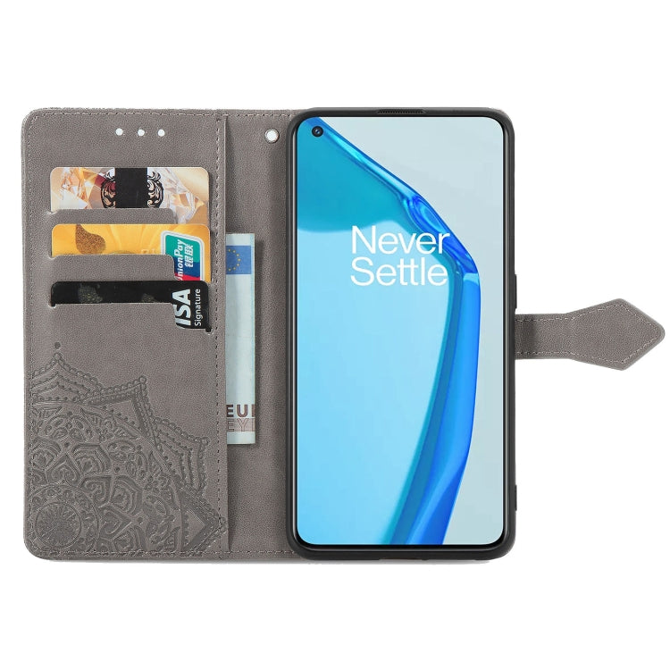 For OnePlus 9R Mandala Flower Embossed Horizontal Flip Leather Case with Holder & Three Card Slots & Wallet & Lanyard