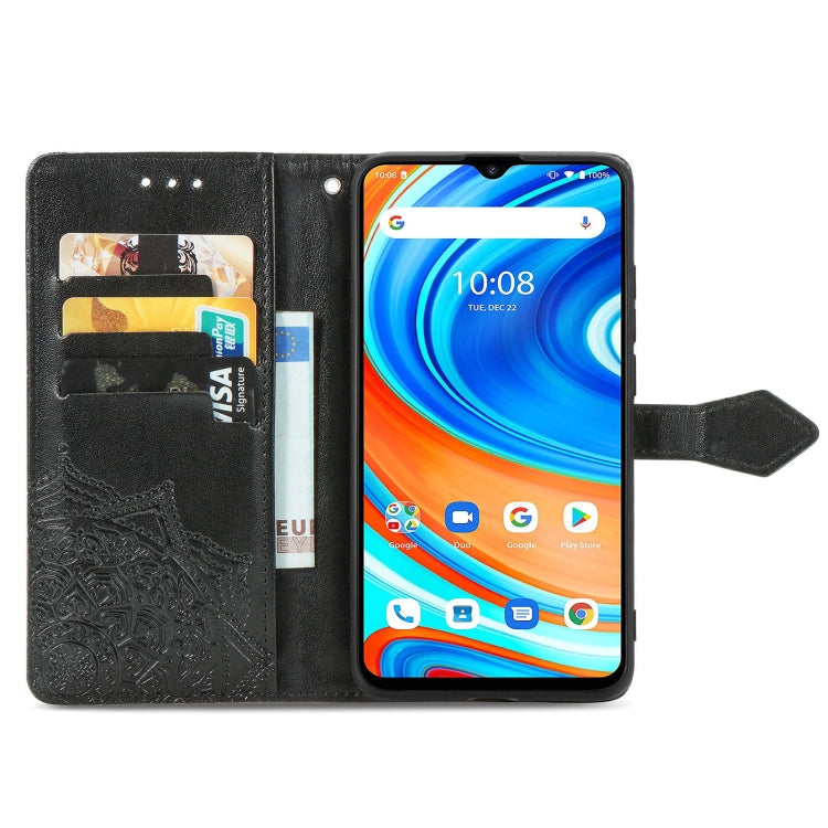 For UMIDIGI A9 Mandala Flower Embossed Horizontal Flip Leather Case with Holder & Three Card Slots & Wallet & Lanyard