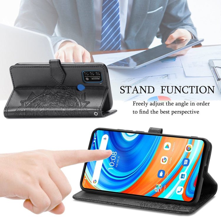 For UMIDIGI A9 Mandala Flower Embossed Horizontal Flip Leather Case with Holder & Three Card Slots & Wallet & Lanyard