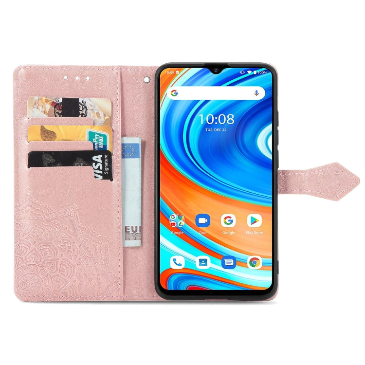 For UMIDIGI A9 Mandala Flower Embossed Horizontal Flip Leather Case with Holder & Three Card Slots & Wallet & Lanyard
