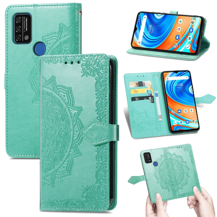 For UMIDIGI A9 Mandala Flower Embossed Horizontal Flip Leather Case with Holder & Three Card Slots & Wallet & Lanyard