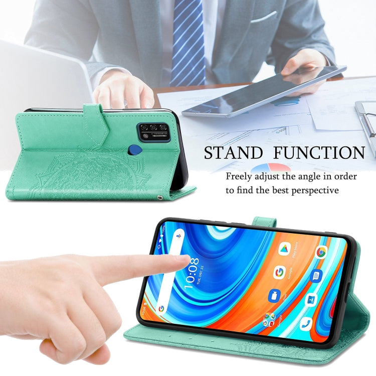 For UMIDIGI A9 Mandala Flower Embossed Horizontal Flip Leather Case with Holder & Three Card Slots & Wallet & Lanyard