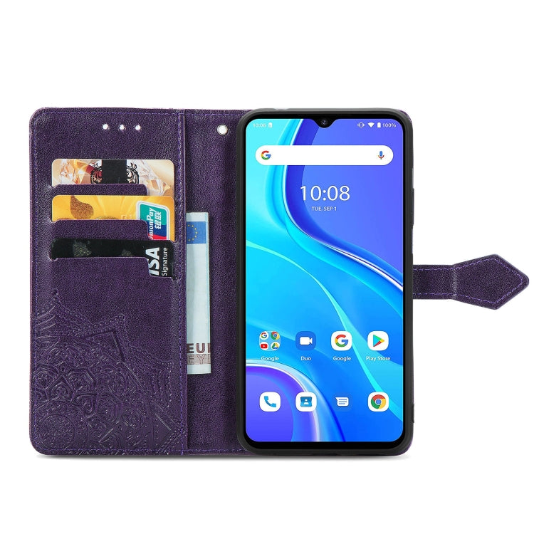 For UMIDIGI A7S Mandala Flower Embossed Horizontal Flip Leather Case with Holder & Three Card Slots & Wallet & Lanyard