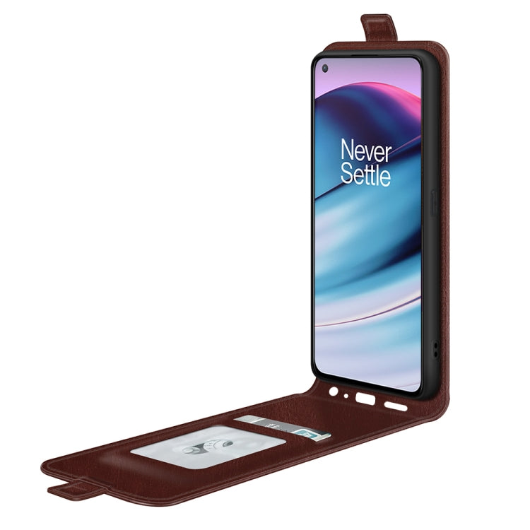 For OnePlus Nord CE 5G R64 Texture Single Vertical Flip Leather Protective Case with Card Slots & Photo Frame