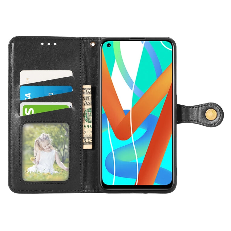 For OPPO Realme V13 Solid Color Leather Buckle Phone Case with Lanyard & Photo Frame & Card Slot & Wallet & Stand Function