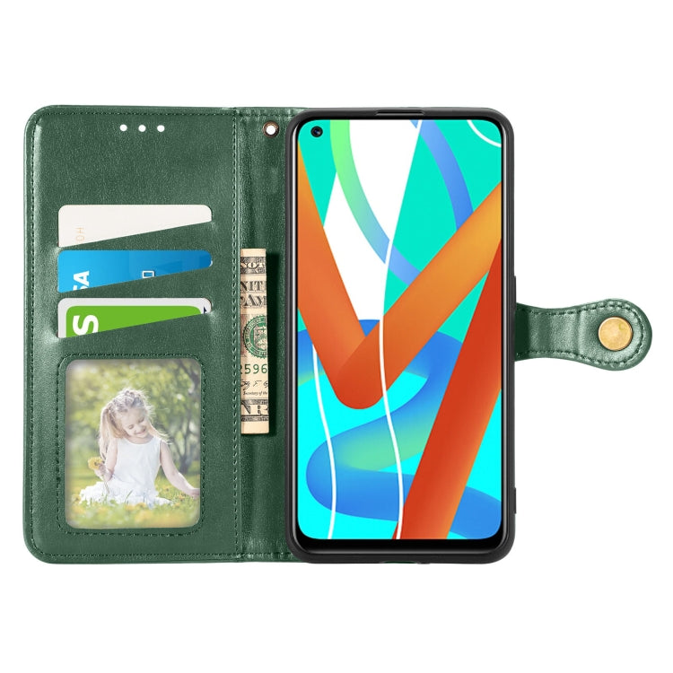 For OPPO Realme V13 Solid Color Leather Buckle Phone Case with Lanyard & Photo Frame & Card Slot & Wallet & Stand Function