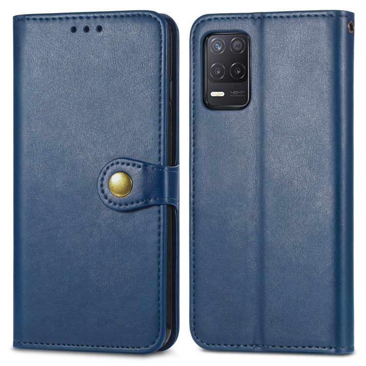 For OPPO Realme V13 Solid Color Leather Buckle Phone Case with Lanyard & Photo Frame & Card Slot & Wallet & Stand Function