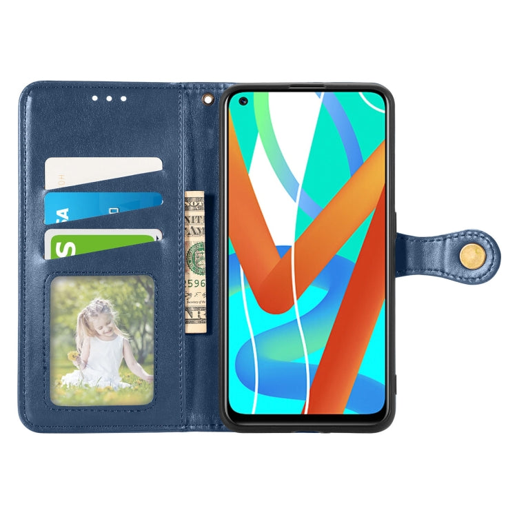 For OPPO Realme V13 Solid Color Leather Buckle Phone Case with Lanyard & Photo Frame & Card Slot & Wallet & Stand Function