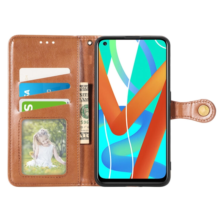 For OPPO Realme V13 Solid Color Leather Buckle Phone Case with Lanyard & Photo Frame & Card Slot & Wallet & Stand Function