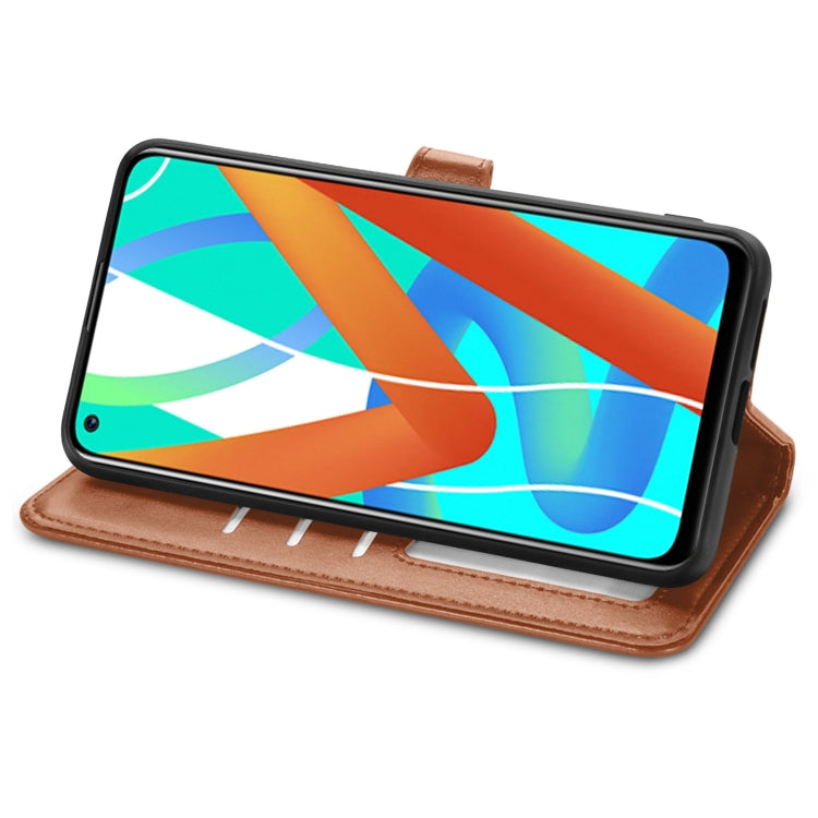 For OPPO Realme V13 Solid Color Leather Buckle Phone Case with Lanyard & Photo Frame & Card Slot & Wallet & Stand Function