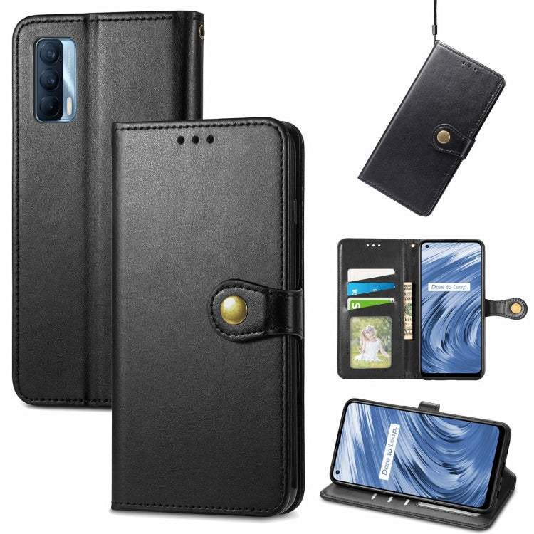 For OPPO Realme V15 5G Retro Solid Color Buckle Leather Phone Case