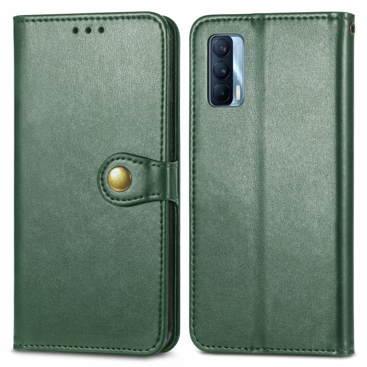 For OPPO Realme V15 5G Retro Solid Color Buckle Leather Phone Case