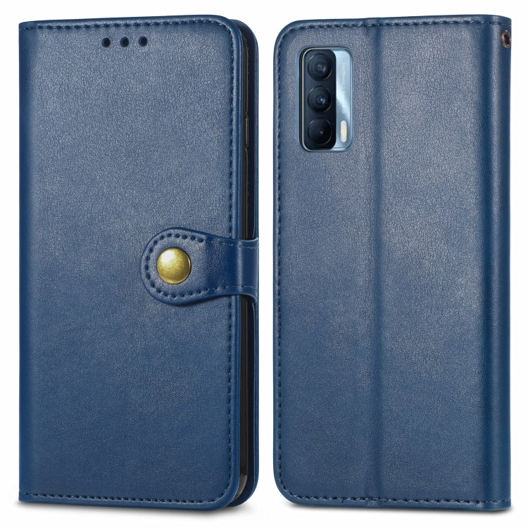 For OPPO Realme V15 5G Retro Solid Color Buckle Leather Phone Case