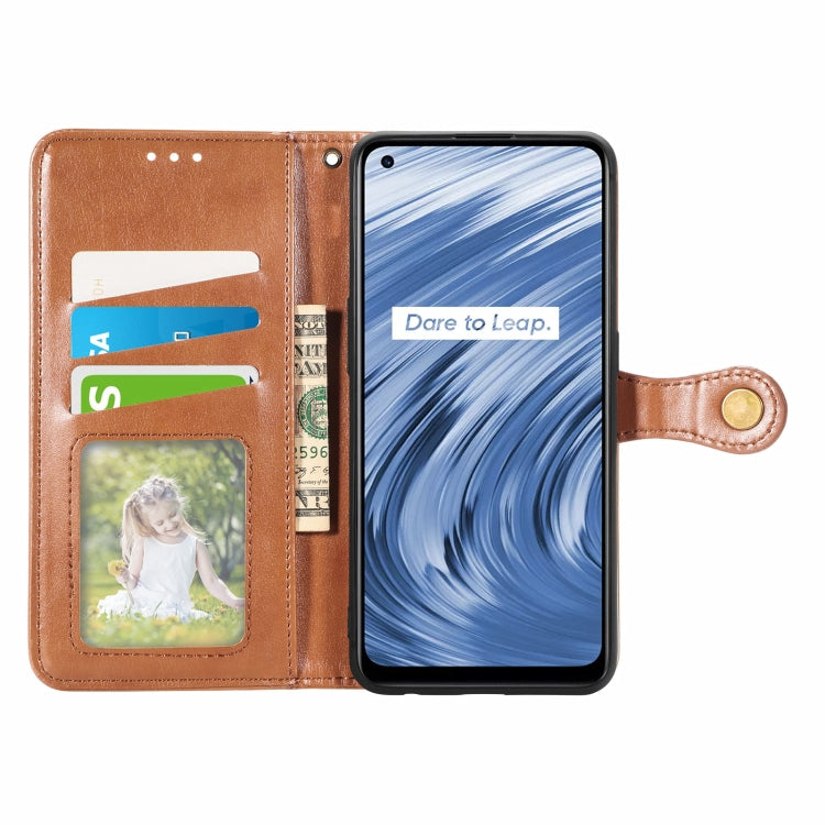 For OPPO Realme V15 5G Retro Solid Color Buckle Leather Phone Case