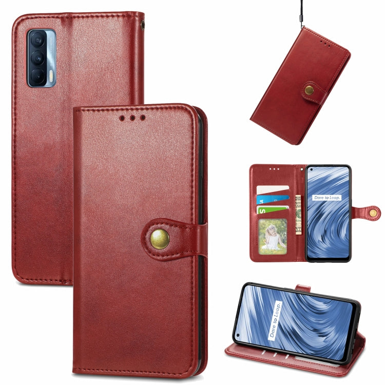 For OPPO Realme V15 5G Retro Solid Color Buckle Leather Phone Case
