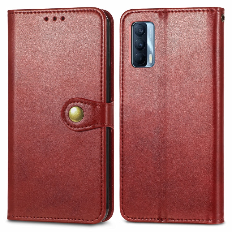 For OPPO Realme V15 5G Retro Solid Color Buckle Leather Phone Case