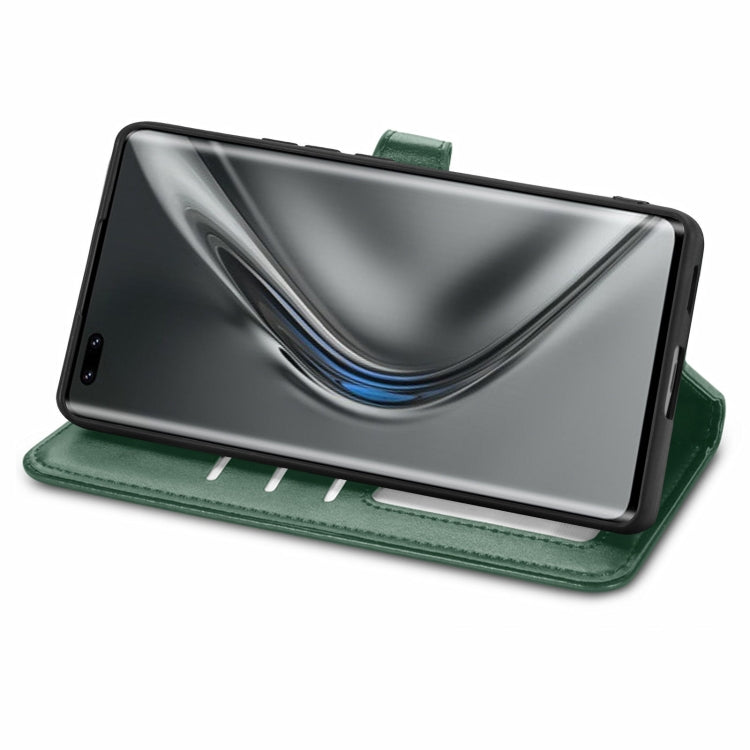 For Honor V40 5G Solid Color Leather Buckle Phone Case with Lanyard & Photo Frame & Card Slot & Wallet & Stand Function