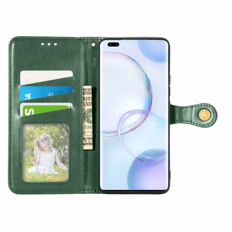 For Honor 50 Pro Solid Color Leather Buckle Phone Case with Lanyard & Photo Frame & Card Slot & Wallet & Stand Function