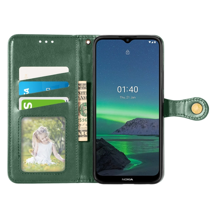 For Nokia 1.4 Solid Color Leather Buckle Phone Case with Lanyard & Photo Frame & Card Slot & Wallet & Stand Function
