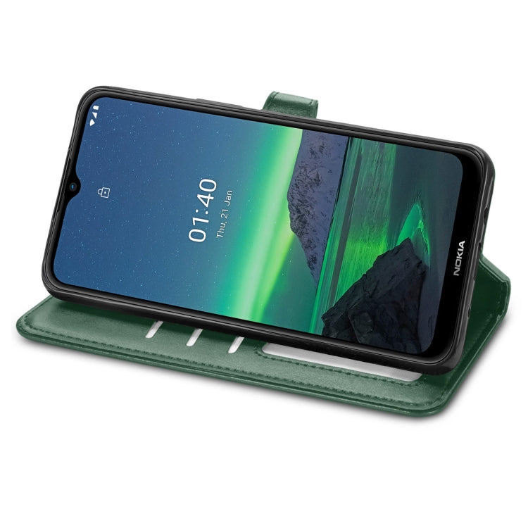 For Nokia 1.4 Solid Color Leather Buckle Phone Case with Lanyard & Photo Frame & Card Slot & Wallet & Stand Function