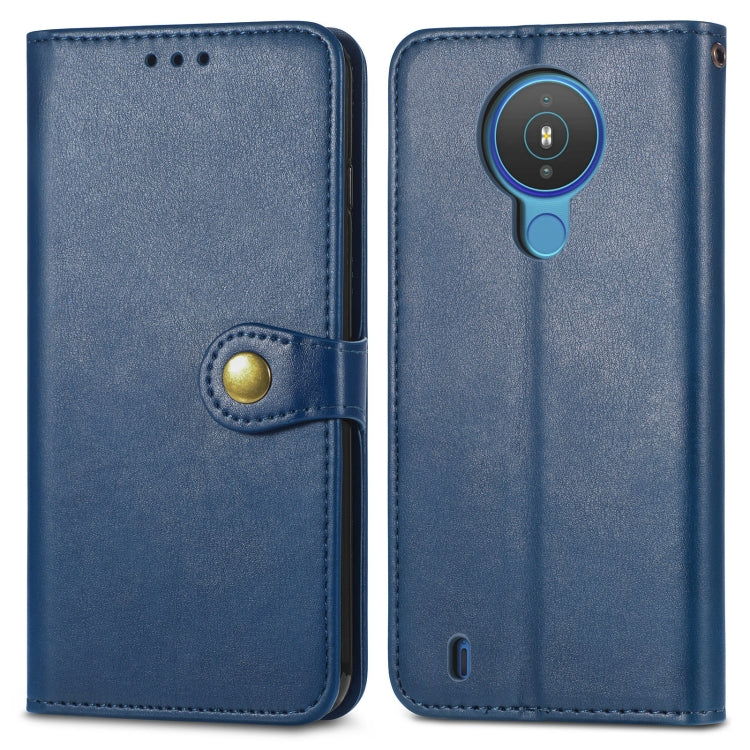 For Nokia 1.4 Solid Color Leather Buckle Phone Case with Lanyard & Photo Frame & Card Slot & Wallet & Stand Function