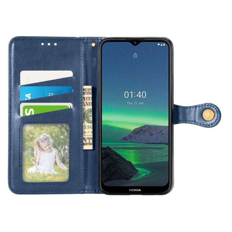 For Nokia 1.4 Solid Color Leather Buckle Phone Case with Lanyard & Photo Frame & Card Slot & Wallet & Stand Function