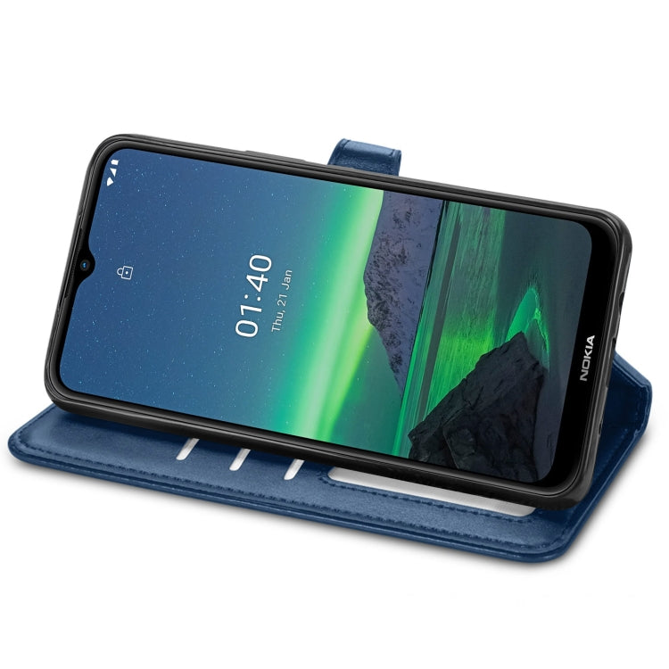 For Nokia 1.4 Solid Color Leather Buckle Phone Case with Lanyard & Photo Frame & Card Slot & Wallet & Stand Function
