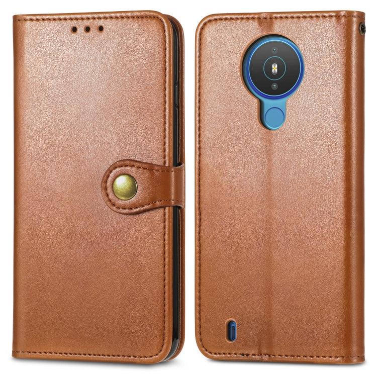 For Nokia 1.4 Solid Color Leather Buckle Phone Case with Lanyard & Photo Frame & Card Slot & Wallet & Stand Function