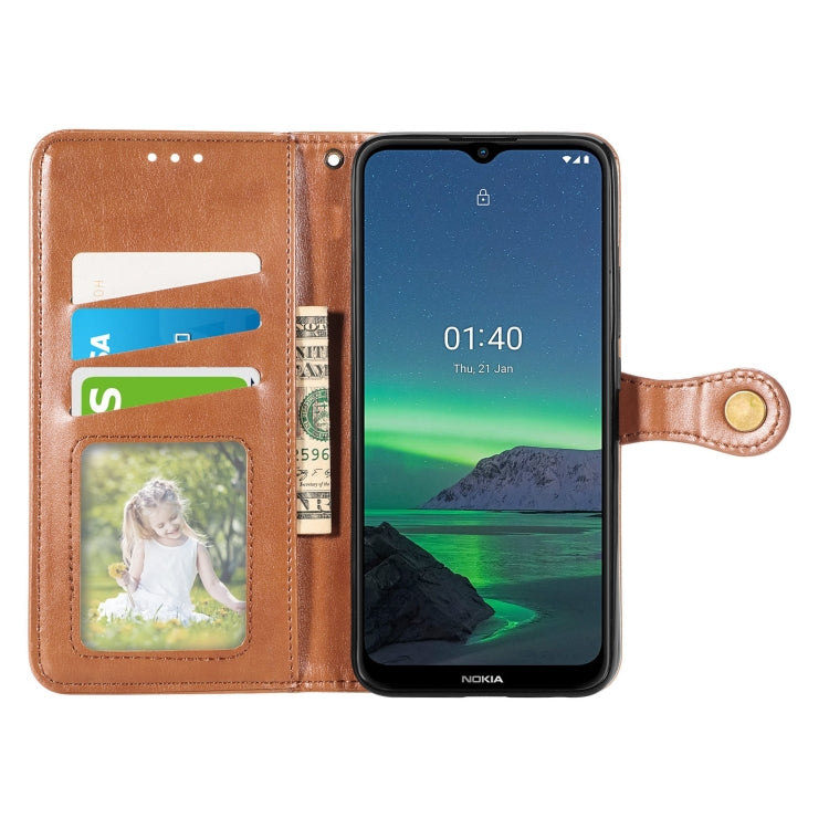 For Nokia 1.4 Solid Color Leather Buckle Phone Case with Lanyard & Photo Frame & Card Slot & Wallet & Stand Function