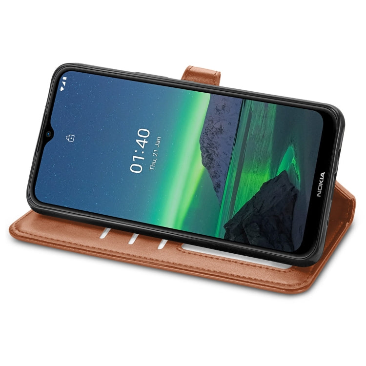 For Nokia 1.4 Solid Color Leather Buckle Phone Case with Lanyard & Photo Frame & Card Slot & Wallet & Stand Function