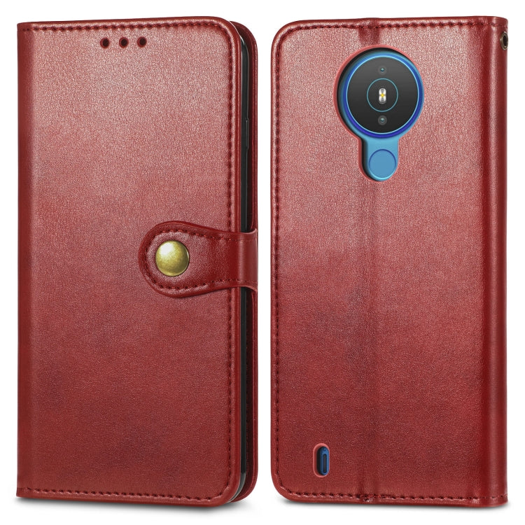 For Nokia 1.4 Solid Color Leather Buckle Phone Case with Lanyard & Photo Frame & Card Slot & Wallet & Stand Function